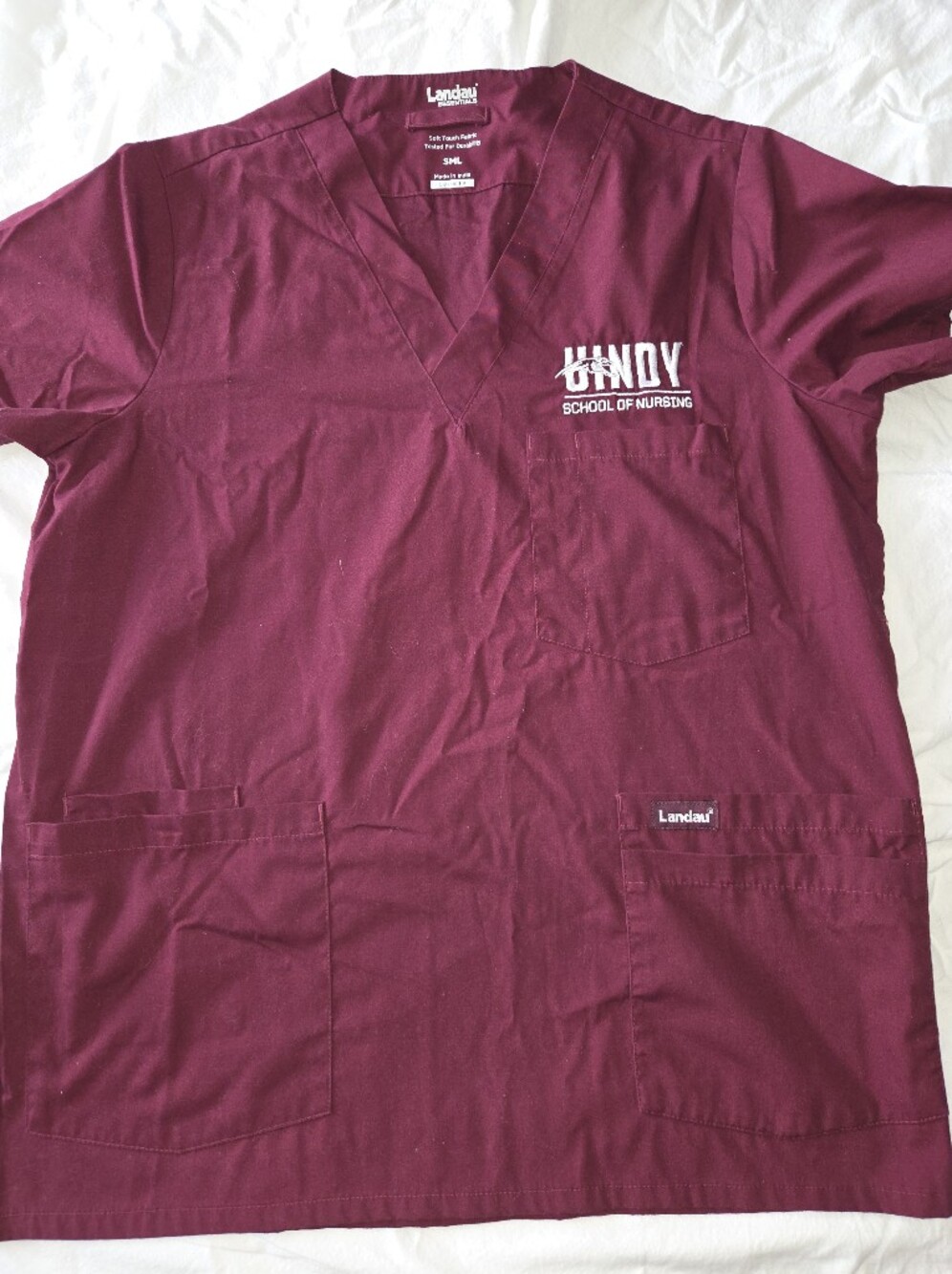 Landau Womens Nursing Scrub Top in Burgundy